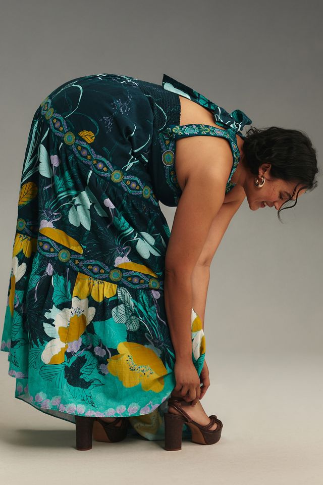 By Anthropologie Square-Neck Embellished Midi Dress #6