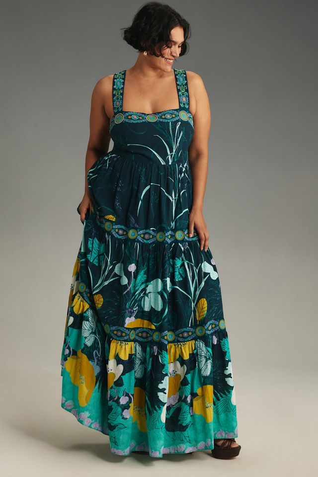 By Anthropologie Square-Neck Embellished Midi Dress #4