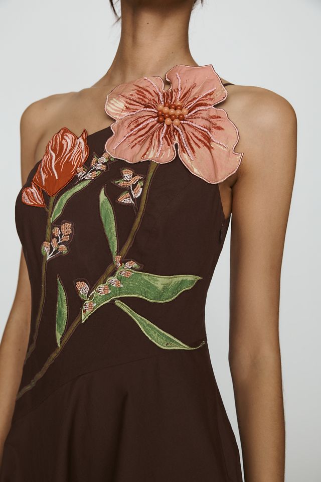 Yukiko Noritake x Anthropologie Asymmetric Floral Midi Dress #1
