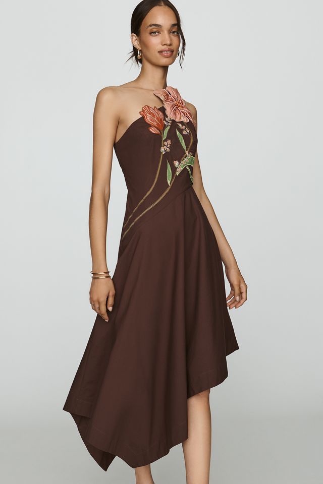 Yukiko Noritake x Anthropologie Asymmetric Floral Midi Dress #3