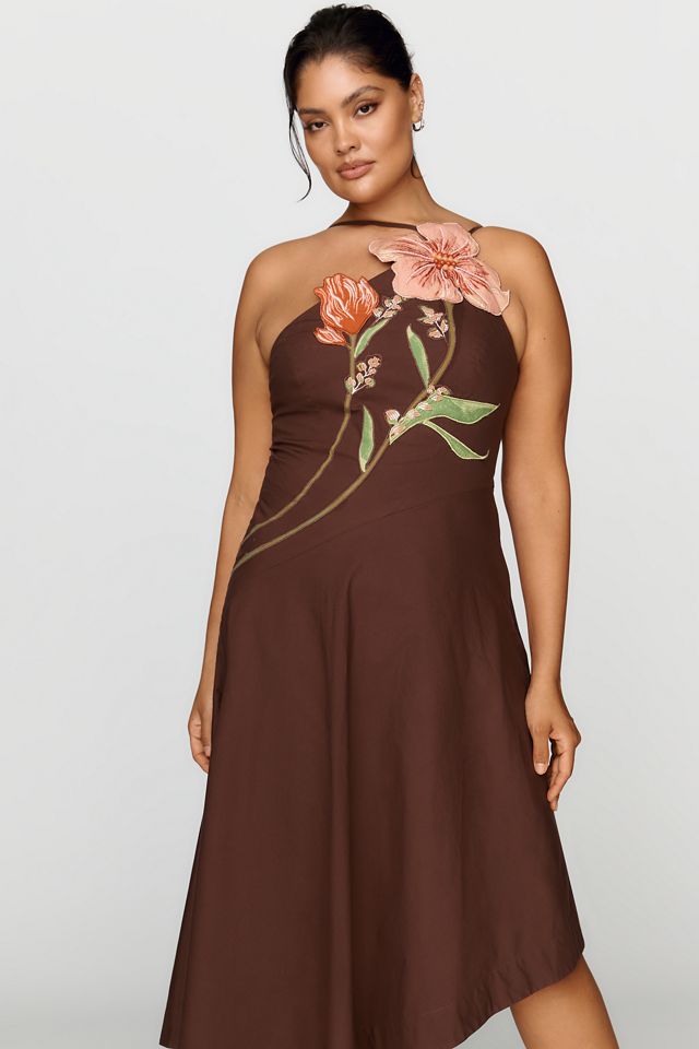 Yukiko Noritake x Anthropologie Asymmetric Floral Midi Dress #5