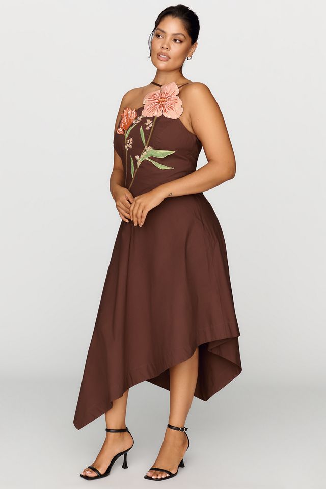 Yukiko Noritake x Anthropologie Asymmetric Floral Midi Dress #4