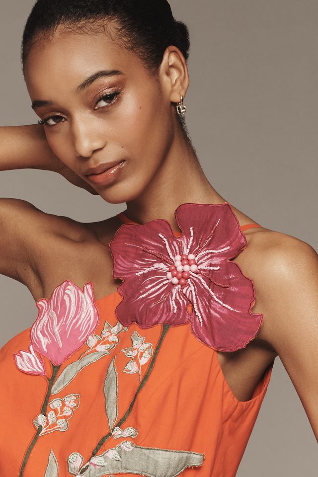 Anthropologie x Yukiko Noritake フローラル ミディドレス Yukiko Noritake x Anthropologie Asymmetrical Floral Midi