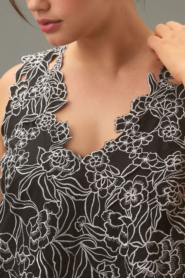 By Anthropologie V-Neck Floral Sleeveless Shift Dress #6