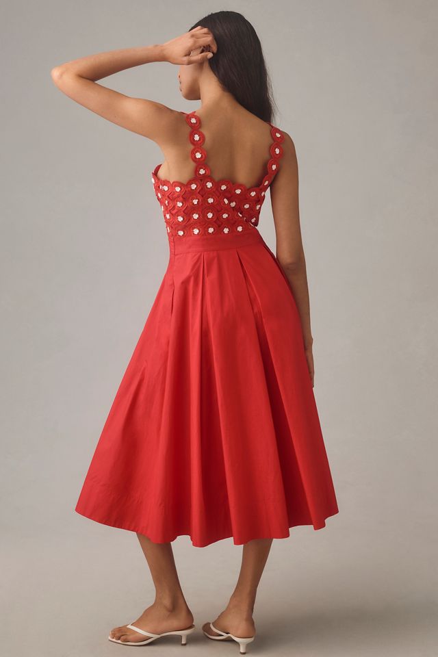 Maeve Crochet Halter Poplin Midi Dress | Anthropologie