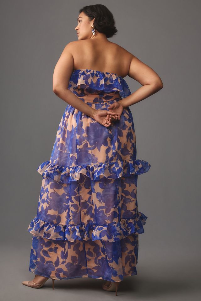 By Anthropologie Strapless Tiered Maxi Dress #1