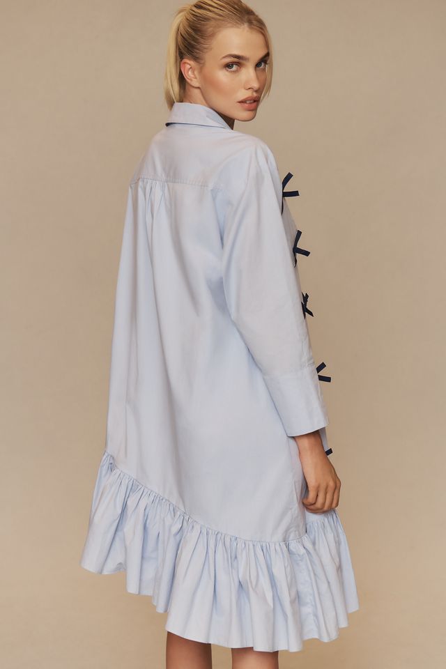 Maeve Long-Sleeve 3D Bows Asymmetrical Mini Dress #1