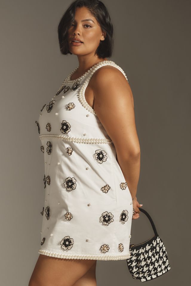 Maeve 3D Embellished Shift Mini Dress | Anthropologie
