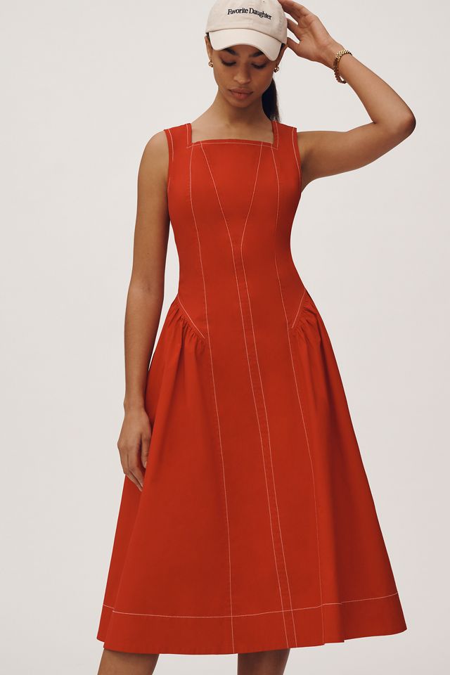 By Anthropologie High-Neck Seamed Midi Dress #1