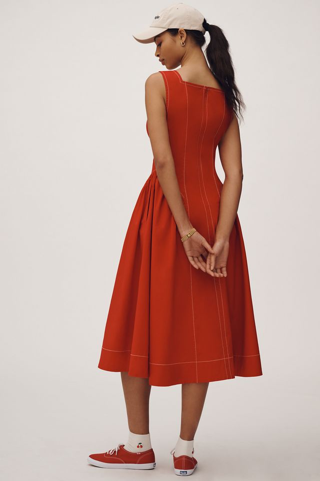 By Anthropologie High-Neck Seamed Midi Dress #3