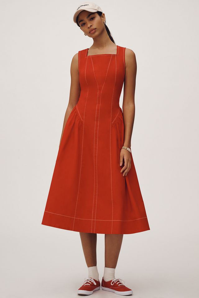 By Anthropologie High-Neck Seamed Midi Dress #4