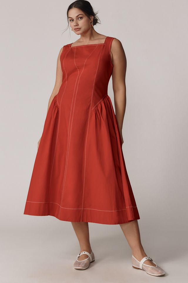 By Anthropologie High-Neck Seamed Midi Dress #6