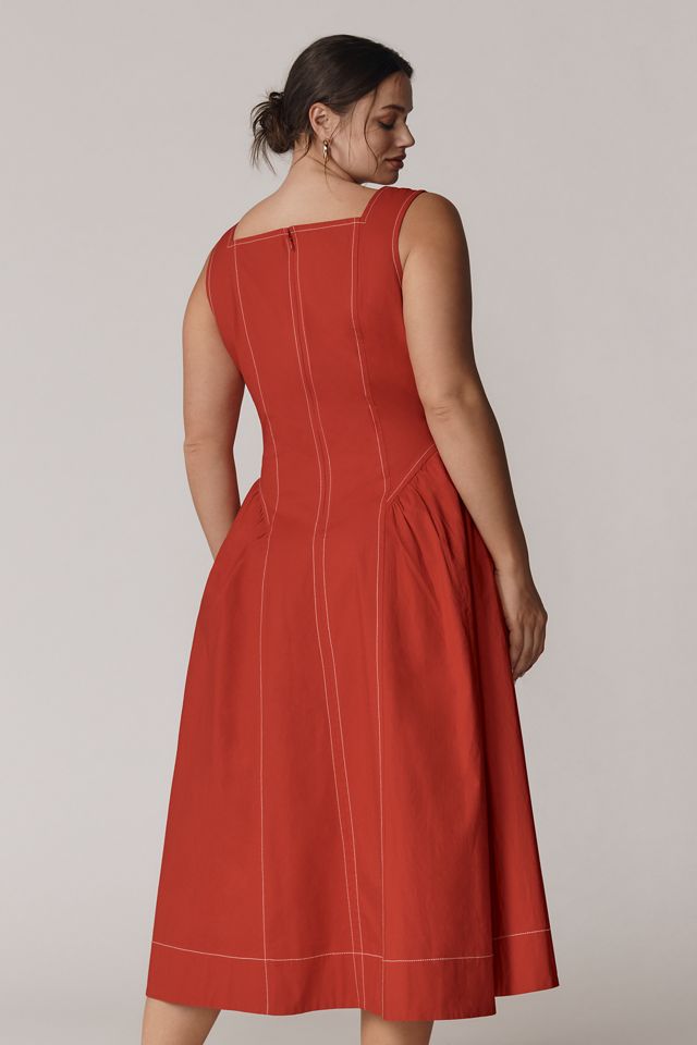 By Anthropologie High-Neck Seamed Midi Dress #7