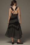 By Anthropologie Sleeveless Keyhole Tiered Lace Midi Dress