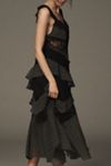 By Anthropologie Sleeveless Keyhole Tiered Lace Midi Dress
