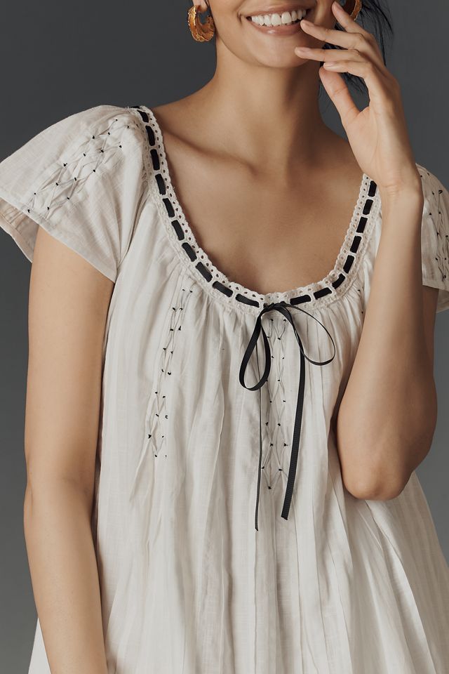 By Anthropologie Tie Mini Swing Dress