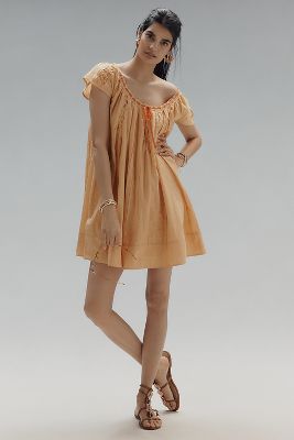 By Anthropologie Tie Mini Swing Dress