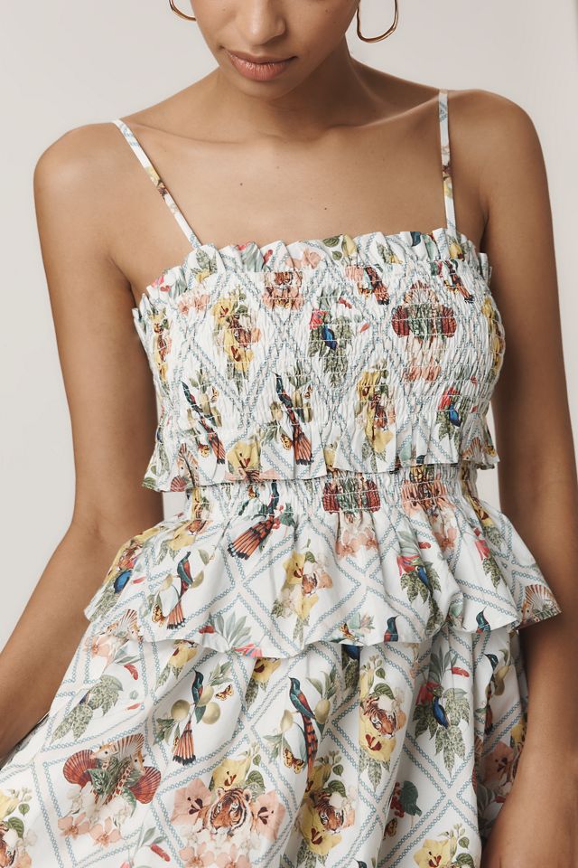 By Anthropologie Smocked Peplum Midi Dress