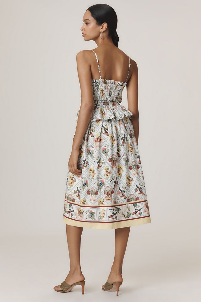 By Anthropologie Smocked Peplum Midi Dress