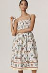 By Anthropologie Smocked Peplum Midi Dress