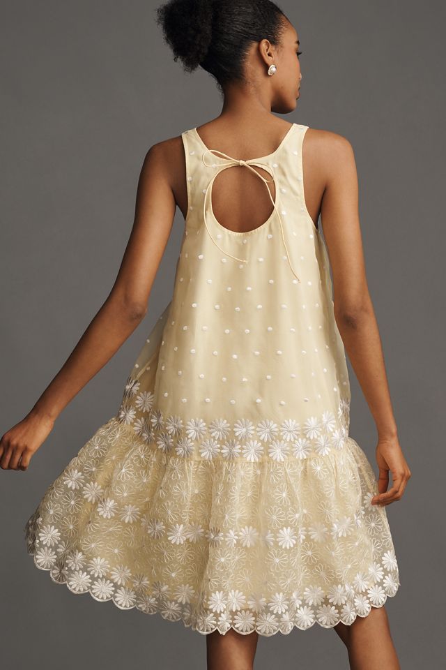 Maeve Sleeveless Scoop-Neck Daisy Border Drop-Waist Mini Dress #1