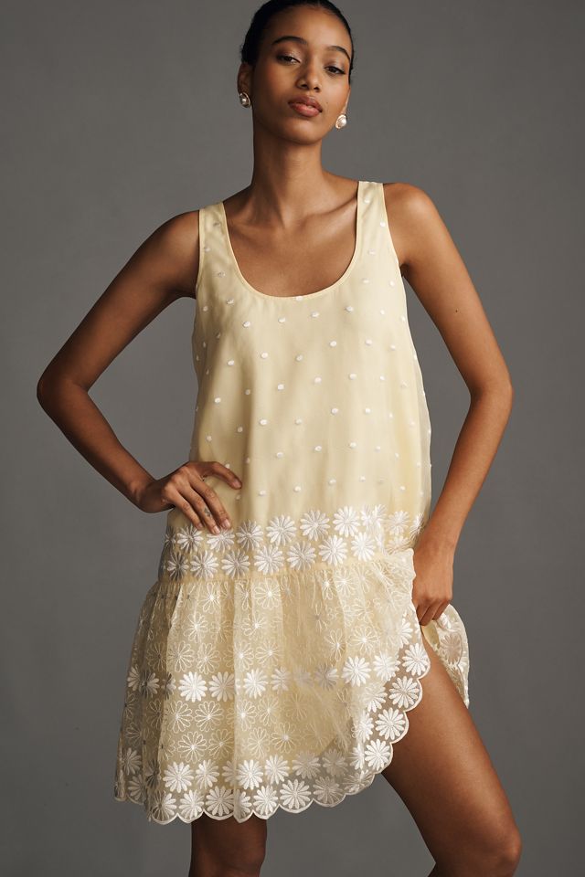 Maeve Sleeveless Scoop-Neck Daisy Border Drop-Waist Mini Dress #2