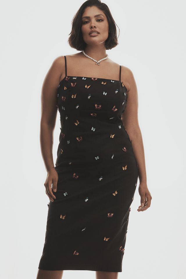 The Brynne 3D Spaghetti-Strap Midi Dress by Maeve: Butterfly-Embellished Edition #4