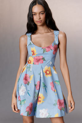 MAEVE SCOOP-NECK PRINTED COTTON MINI DRESS 