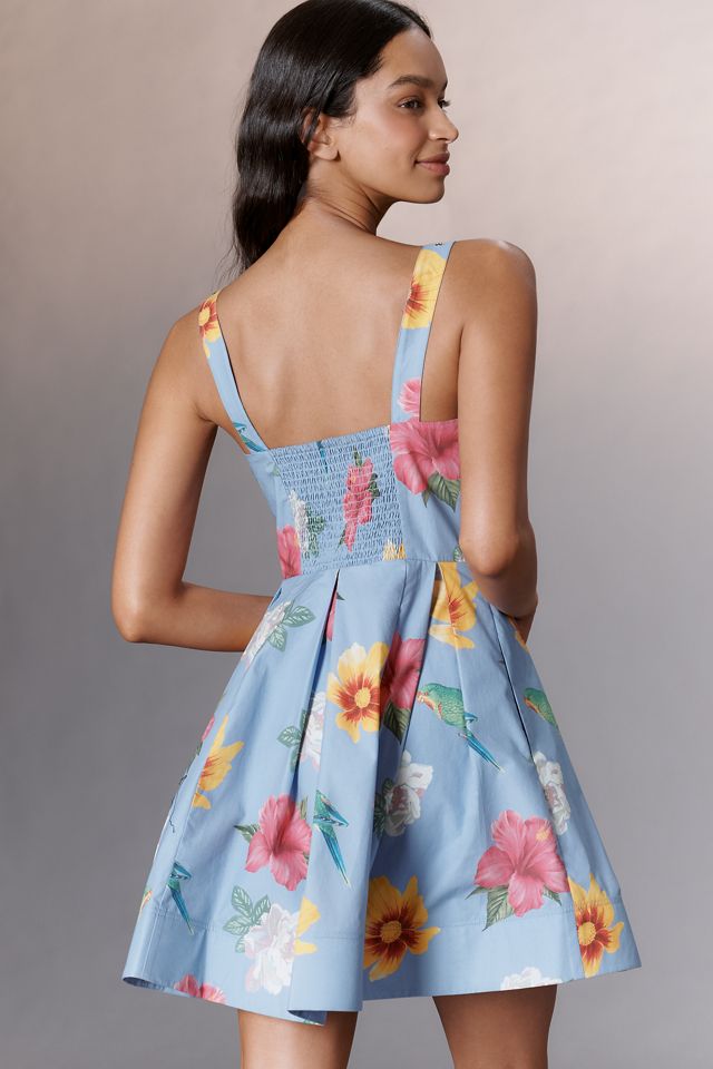 Maeve Scoop-Neck Printed Cotton Mini Dress #1