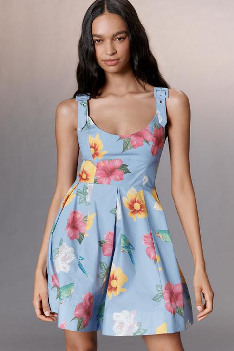 Maeve Scoop-Neck Printed Cotton Mini Dress