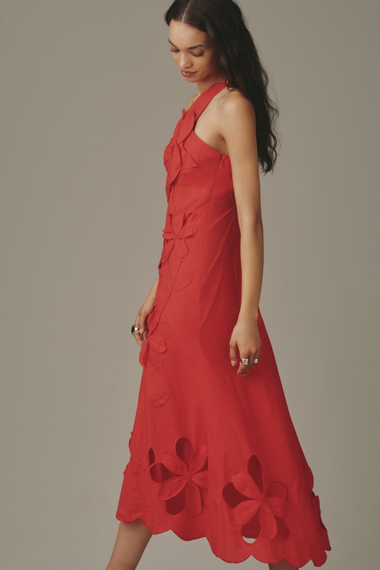 By Anthropologie One-Shoulder Cutwork Dress