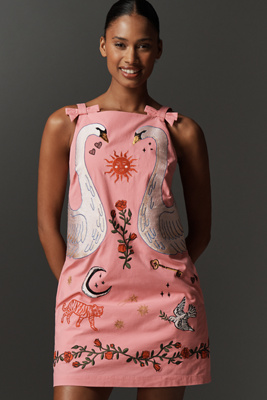 Maeve Embroidered Mini Shift Dress