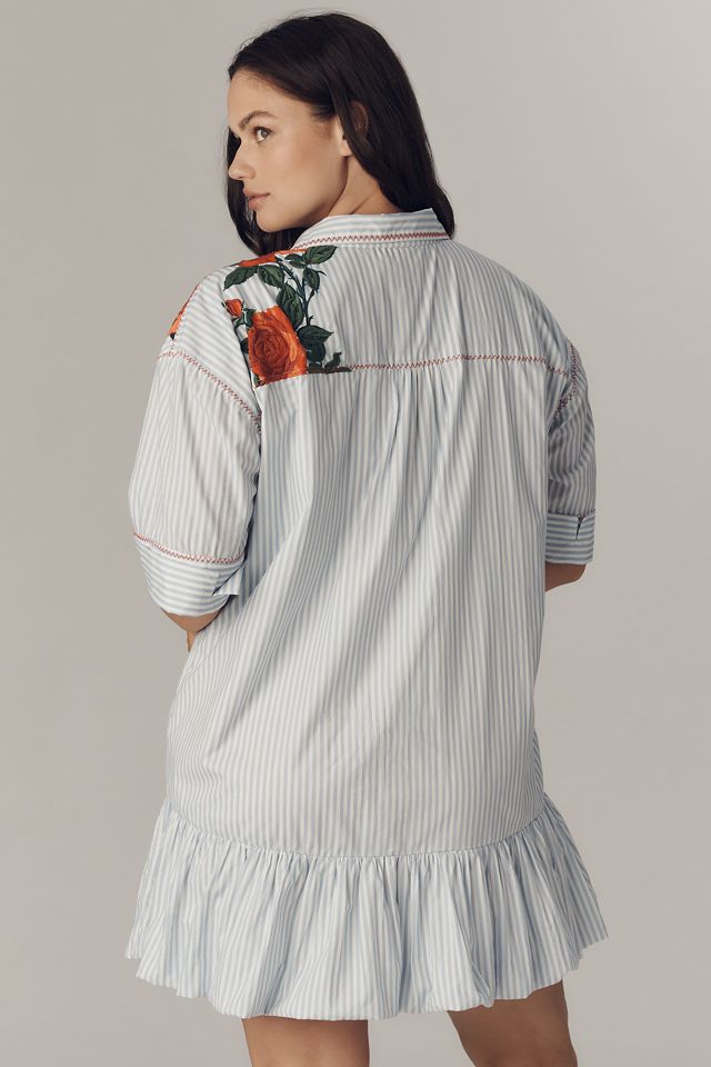 Maeve Short-Sleeve Bubble Mini Shirt Dress #6