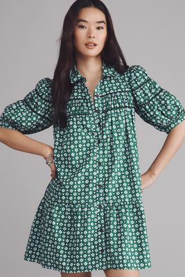 The Mona Linen Mini Shirt Dress By Maeve