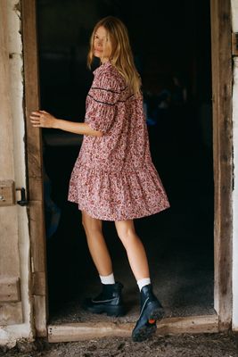 The Leandra Shirred Yoke Mini Dress by Maeve