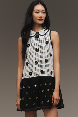 Maeve Sleeveless Embellished Drop-Waist Mini Dress