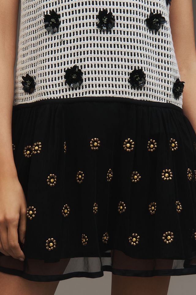 Maeve Sleeveless Embellished Drop-Waist Mini Dress #4