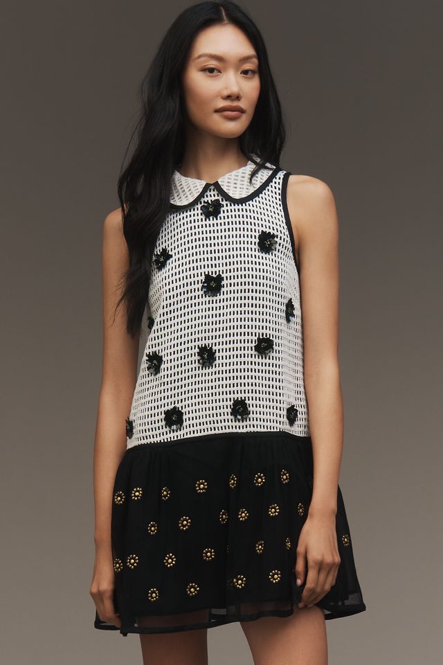 Maeve Sleeveless Embellished Drop-Waist Mini Dress #1