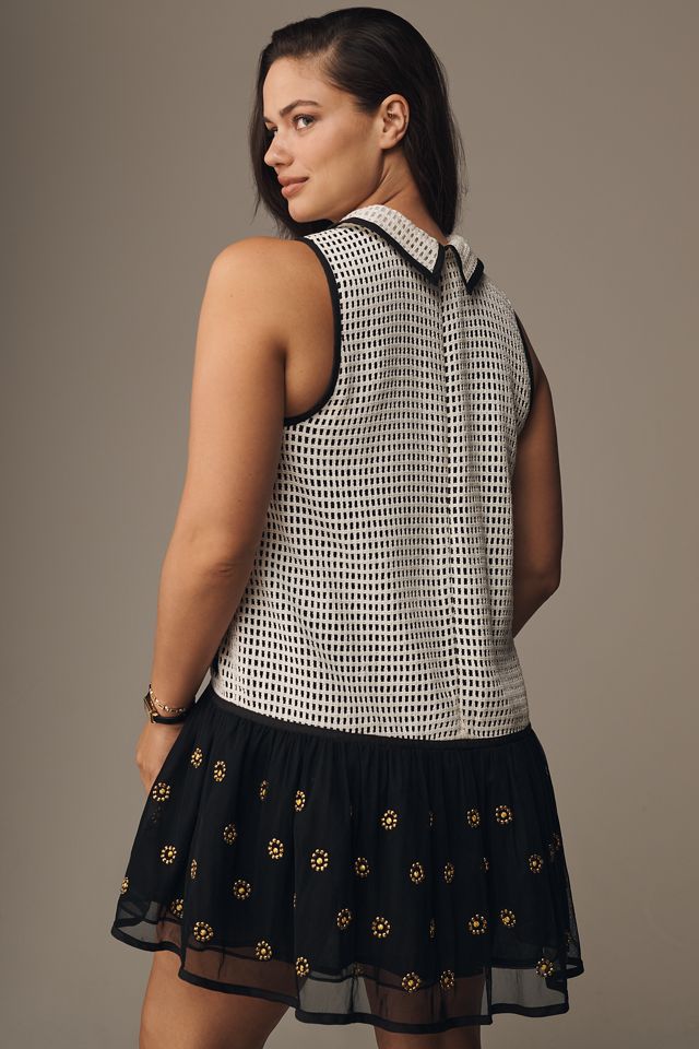 Maeve Sleeveless Embellished Drop-Waist Mini Dress #7