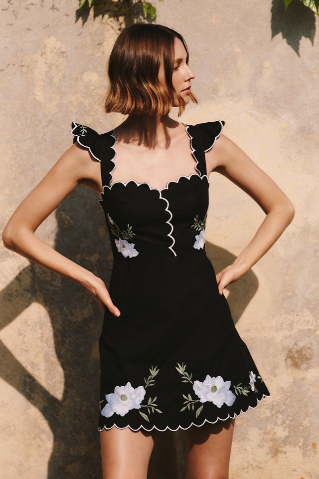 By Anthropologie 100% Cotton Scalloped Mini Dress #3