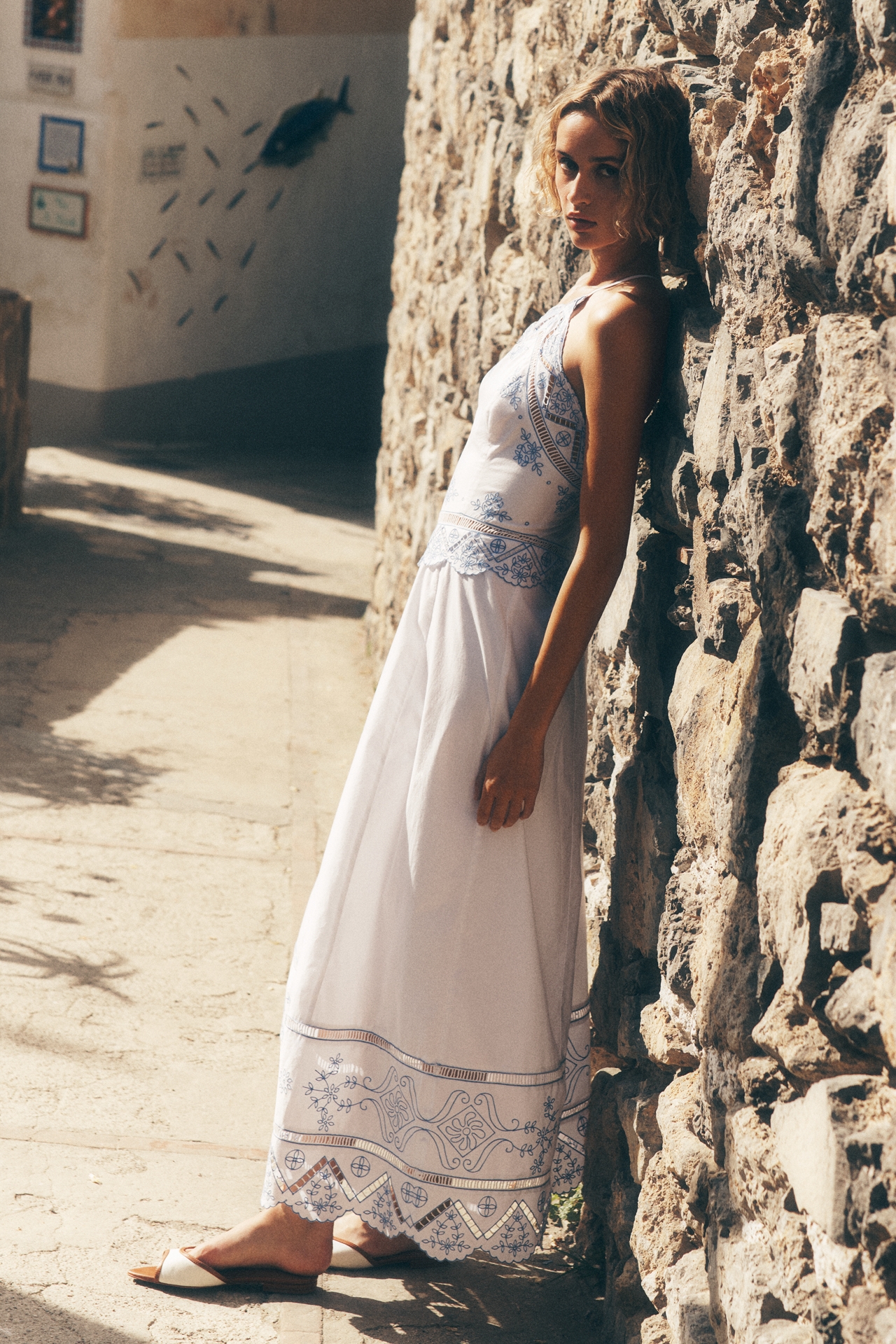 By Anthropologie Cotton Cutwork Midi Dress