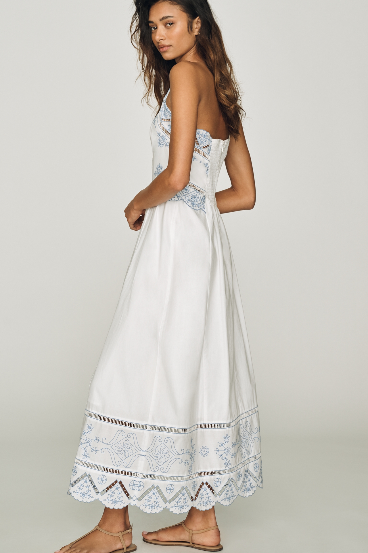 By Anthropologie Cotton Cutwork Midi Dress