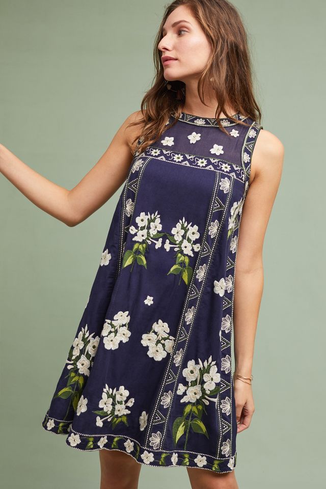 Rosa Embroidered Swing Dress | Anthropologie