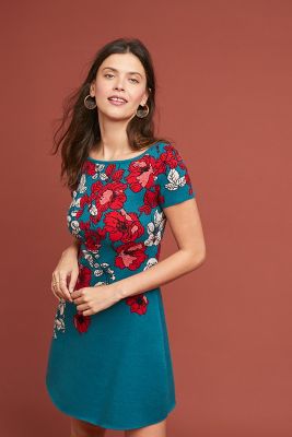 Jacqueline Floral Jacquard Sweater Dress Anthropologie UK