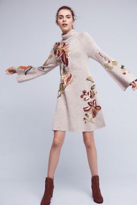 Embroidered Petals Swing Dress