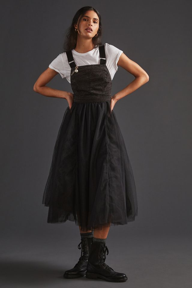 Pilcro Denim Tulle Midi Dress