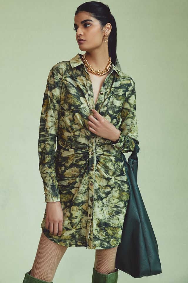 Pilcro Ruched Corduroy Shirt Dress | Anthropologie