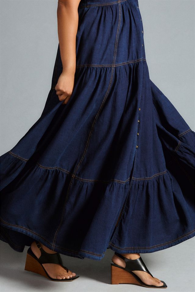 Pilcro Sweetheart Flutter-Sleeve Denim Buttondown Dress