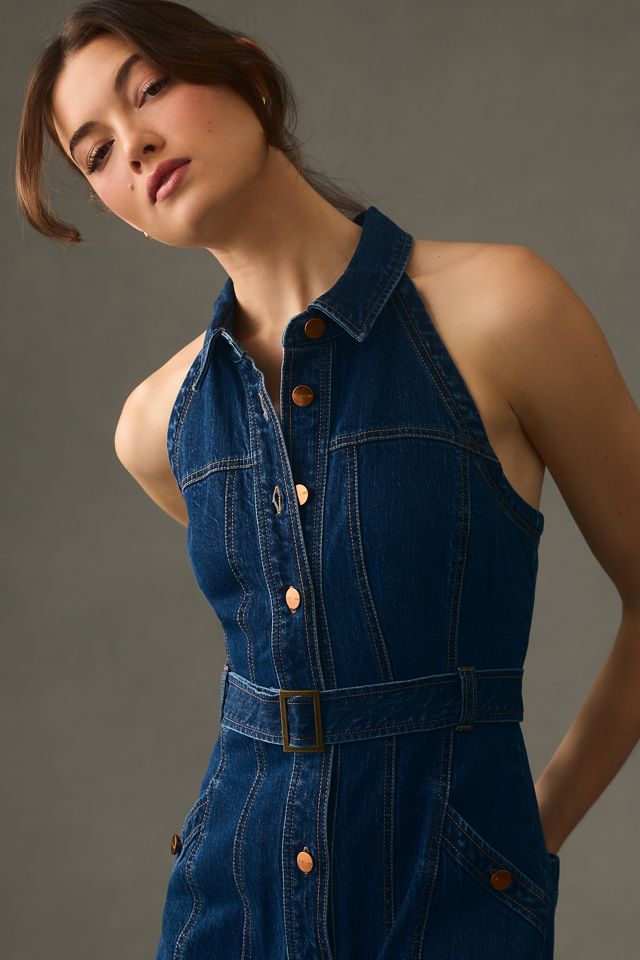 knee length dresses for ladies Pilcro Denim Vest Twofer Midi Dress
