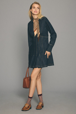 knee length dresses for ladies Long Sleeve Metallic Jersey Mini Dress in Light Gold - 6